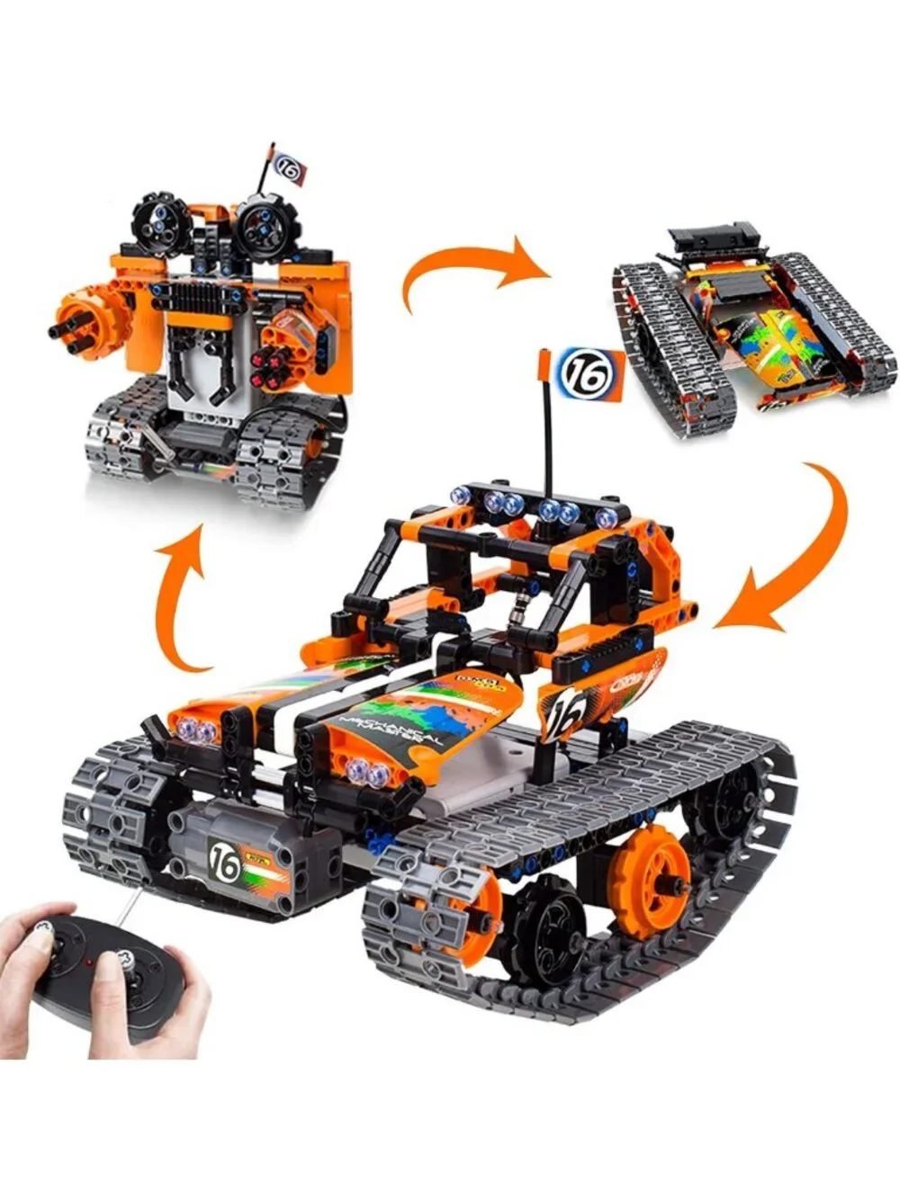 3-in-1 STEM Remote Control Building Kit - Car, Robot & Tank - 392pcs RC Toy for